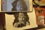 ペンチングナイフで描く「ジョニー・デップ」5倍速